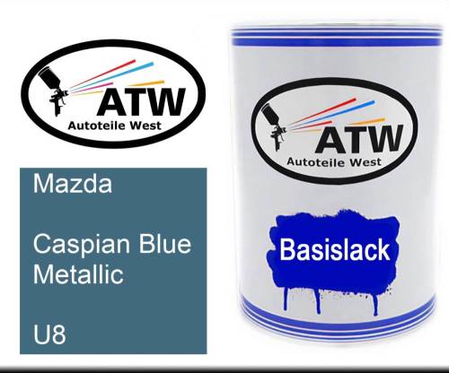 Mazda, Caspian Blue Metallic, U8: 500ml Lackdose, von ATW Autoteile West.